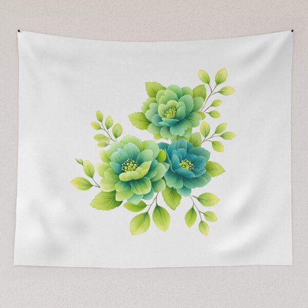 Item preview, Teal Green Peony Flower Bouquet - Elegant Botanical Art Print designed and sold by DesignArtist.ia.