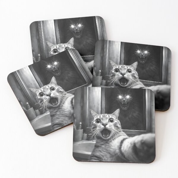 Item preview, Creepy Mirror Cat Selfie – Funny Horror Cat Meme Aesthetic designed and sold by disha-prints.