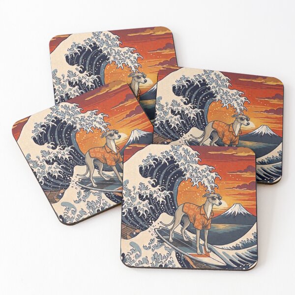 Item preview, Funny Greyhound Surfer Kanagawa Wave Japanese Sunset Vintage Mom Dad Kids designed and sold by FurryHavenPH.