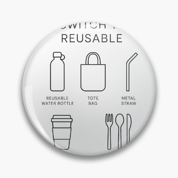 Item preview, Switch to Reusable — Zero Waste Plastic Free Grid Icons T-Shirt designed and sold by PrintOrbitLab.