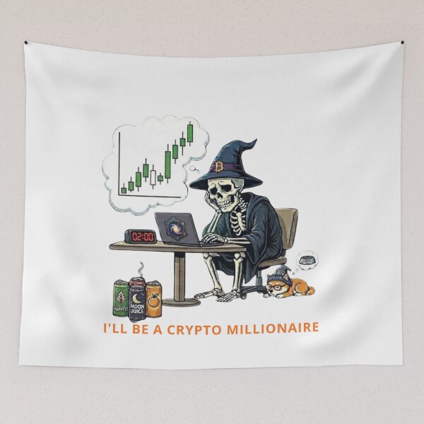 Artikelvorschau, Ich werde Krypto-Millionär – Lustiges Skelett-Design für Krypto-Händler entworfen und verkauft von Conviction studio.