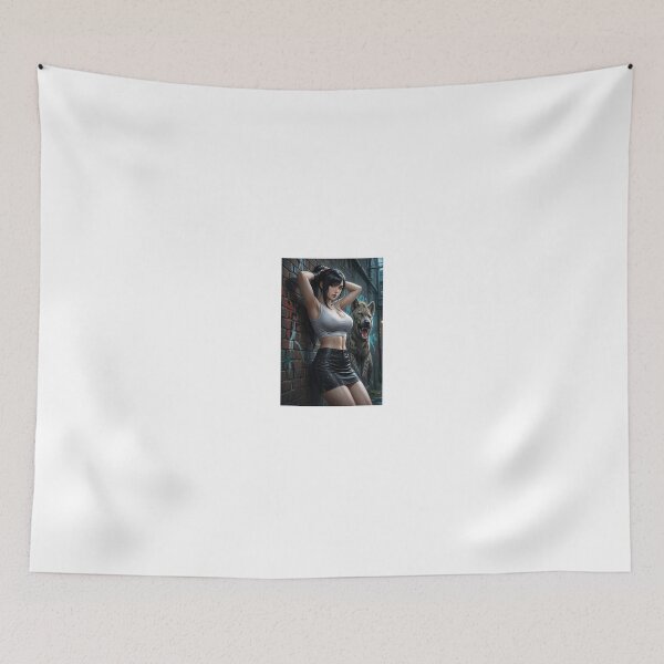 Item preview, tifa in white crop top leather skirt hyena alley designed and sold by CathryneDelamort.