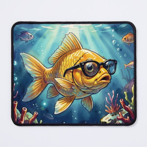 Item preview, Goldfish with Glasses Underwater designed and sold by Serene Strokes Art.