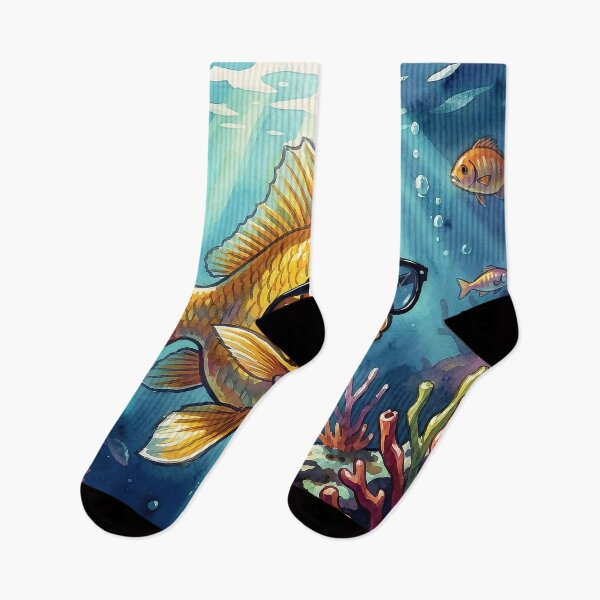 Item preview, Peces dorados con gafas bajo el agua designed and sold by Serene Strokes Art.