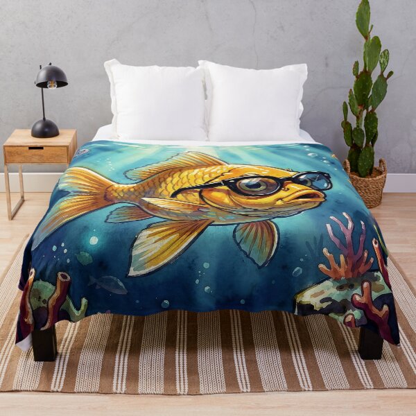 Item preview, Goldfish with Glasses Underwater designed and sold by Serene Strokes Art.