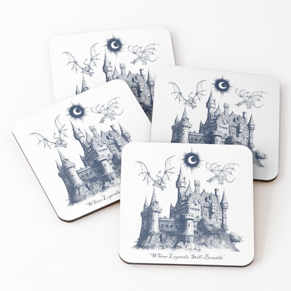 Item preview, Magical Castle with Dragons Fantasy Sketch Art - Book Lovers designed and sold by AestHenni17.