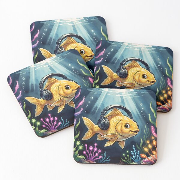 Item preview, Goldfish Listening to Music designed and sold by Serene Strokes Art.