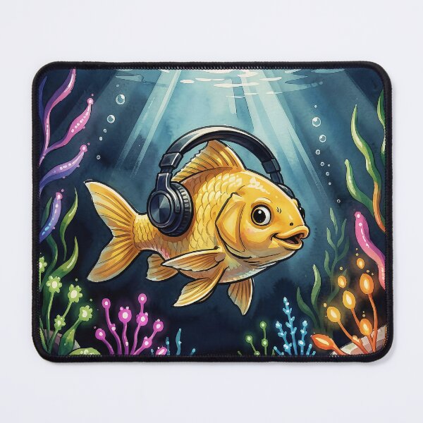 Item preview, Goldfish Listening to Music designed and sold by Serene Strokes Art.