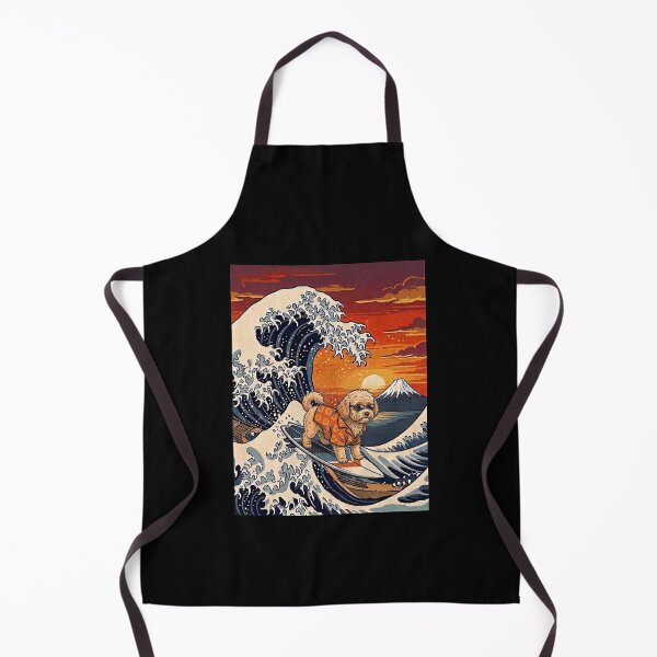 Item preview, Funny Maltipoo Surfer Kanagawa Wave Japanese Sunset Vintage Mom Dad Kids designed and sold by FurryHavenPH.