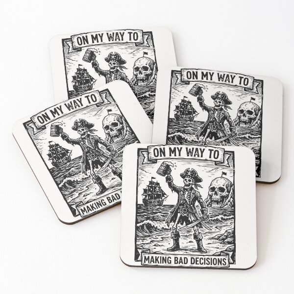 Item preview, On My Way to Making Bad Decisions Skeleton Pirate  Beach funny Skeleton designed and sold by Ali-printshop.