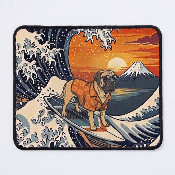 Item preview, Funny Mastiff Surfer Kanagawa Wave Japanese Sunset Vintage Mom Dad Kids designed and sold by FurryHavenPH.