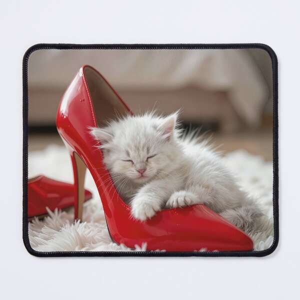 Item preview, White Kitten in a Red High Heel Shoe designed and sold by Maria Dryfhout.