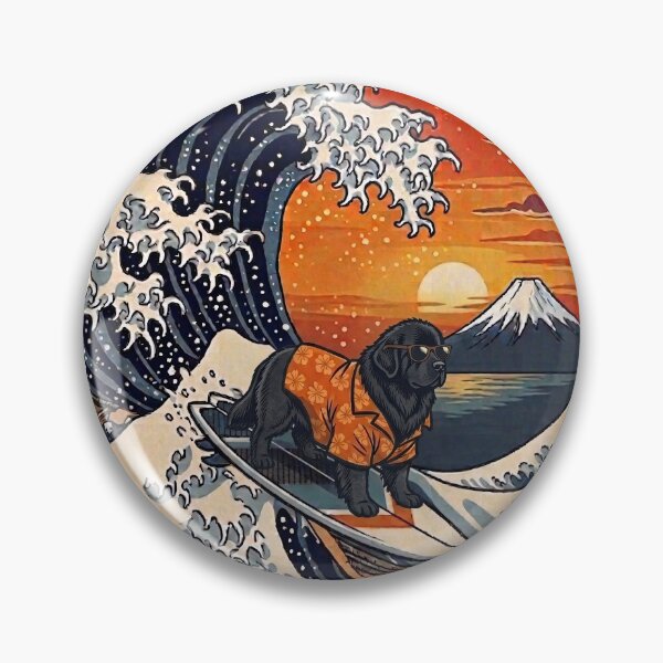 Item preview, Funny Newfoundland Surfer Kanagawa Wave Japanese Sunset Vintage Mom Dad Kids designed and sold by FurryHavenPH.
