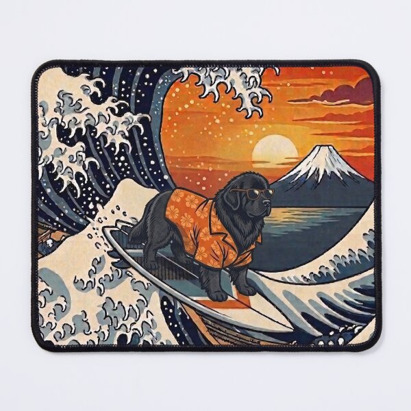 Item preview, Funny Newfoundland Surfer Kanagawa Wave Japanese Sunset Vintage Mom Dad Kids designed and sold by FurryHavenPH.