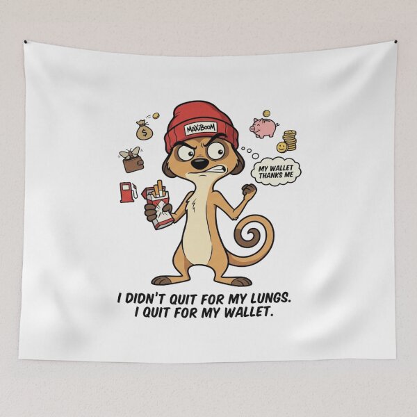 Item preview, Funny Quitting Smoking Meerkat – My Wallet Thanks Me Retro Cartoon designed and sold by mAXiBoOM.