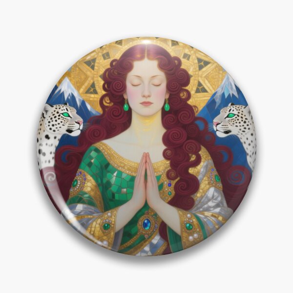 Item preview, Meditation Snow Leopard Mudra beautiful Art Nouveau Gustav Klimt stylish art designed and sold by Vintage Designs +.