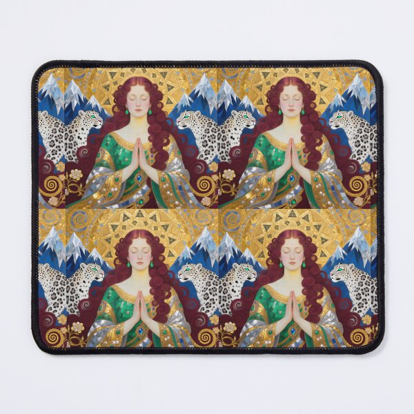 Item preview, Meditation Snow Leopard Mudra beautiful Art Nouveau Gustav Klimt stylish art designed and sold by Vintage Designs +.