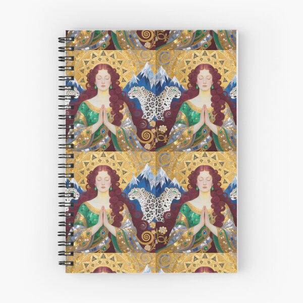 Item preview, Meditation Snow Leopard Mudra beautiful Art Nouveau Gustav Klimt stylish art designed and sold by Vintage Designs +.