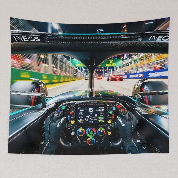 Item preview, F1 Night Race Cockpit View Mercedes Singapore GP Steering Wheel POV designed and sold by Abeshinobi.