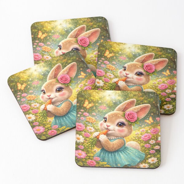 Item preview, Cute Bunny in Flower Garden | Whimsical Spring Rabbit Fantasy Art designed and sold by Edenglow Prints & Peculiars.
