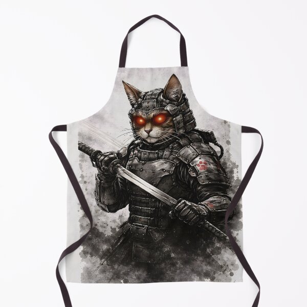 Artikelvorschau, Cyber-Samurai-Katze – Dunkle Krieger-Ninja-Katze mit leuchtenden Augen entworfen und verkauft von disha-prints.