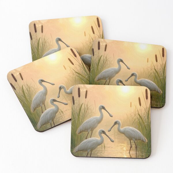 Item preview, Spoonbill Birds in a Misty Wetland designed and sold by Maria Dryfhout.