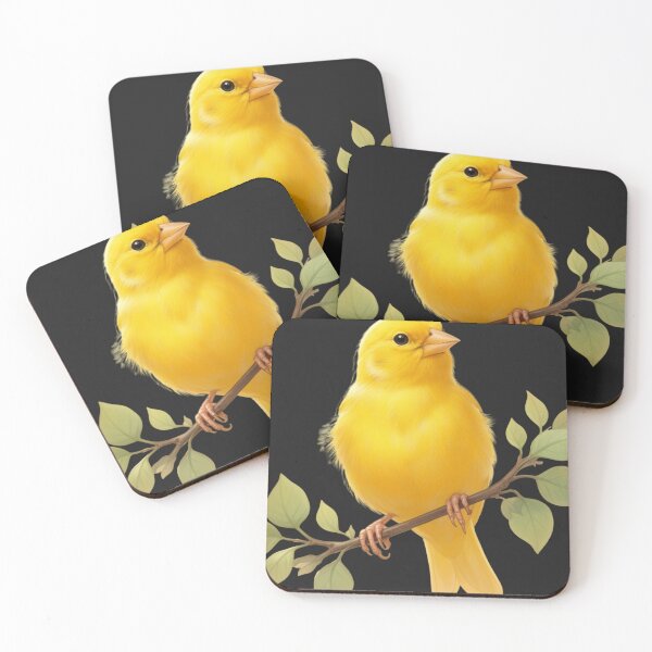 Item preview, Cute Fluffy Yellow Canary on a Branch - Soft Nature Art designed and sold by Almasarij.