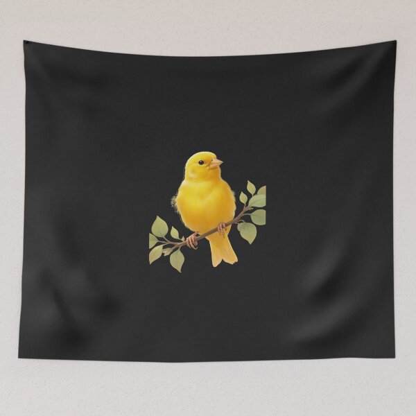 Item preview, Cute Fluffy Yellow Canary on a Branch - Soft Nature Art designed and sold by Almasarij.