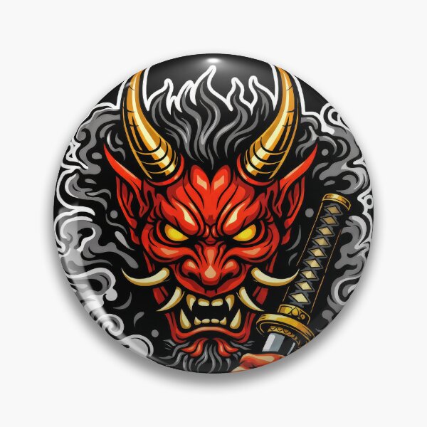 Item preview, Red Oni Mask – Japanese Demon Tattoo designed and sold by Totemica.