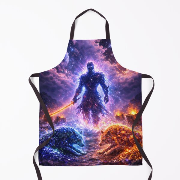 Item preview, Cosmic Elemental Warrior – Fire and Ice Wolves Art designed and sold by KnitOfShadoF.
