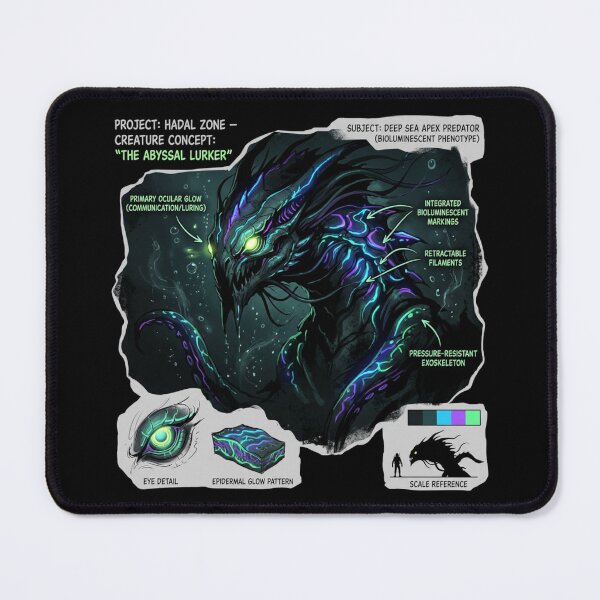 Item preview, Bioluminescent Abyssal Creature – Hadal Zone Concept | Monster Sci-Fi Street Art designed and sold by PLUSHIWORLDtm.