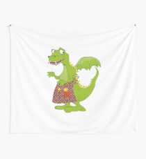 Hard Worker Anthro Dinosaur Wall Tapestry