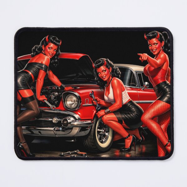 Item preview, Devil Dolls – 1957 Bel Air Pin-Up Garage Art designed and sold by Endthedisease.