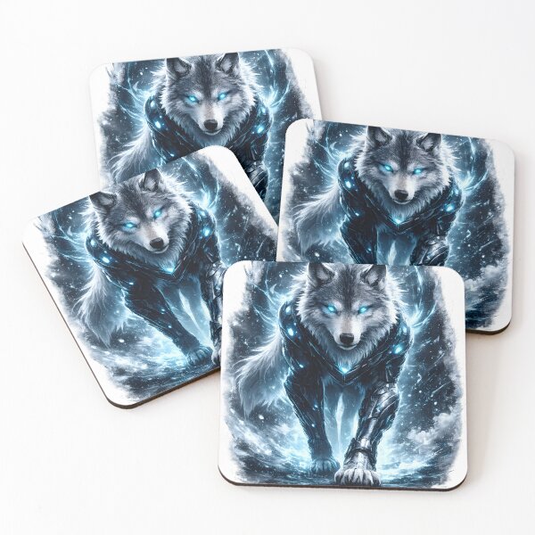Item preview, Cyber Wolf – Frost Alpha | Futuristic Neon Beast designed and sold by Z-arts.