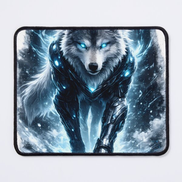 Item preview, Cyber Wolf – Frost Alpha | Futuristic Neon Beast designed and sold by Z-arts.