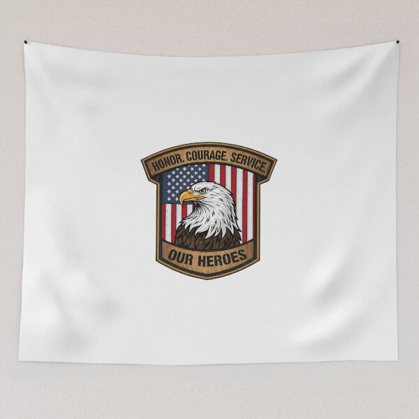 Item preview, Distressed Patriotic Eagle Honor Heroes Badge designed and sold by chattsuede.