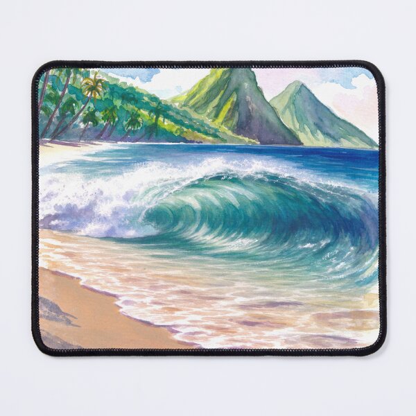 Item preview, St Lucia Beach Wave Painting – Pitons Sunset Art Print, Caribbean Ocean Wall Art, Travel Gift designed and sold by artshop77.