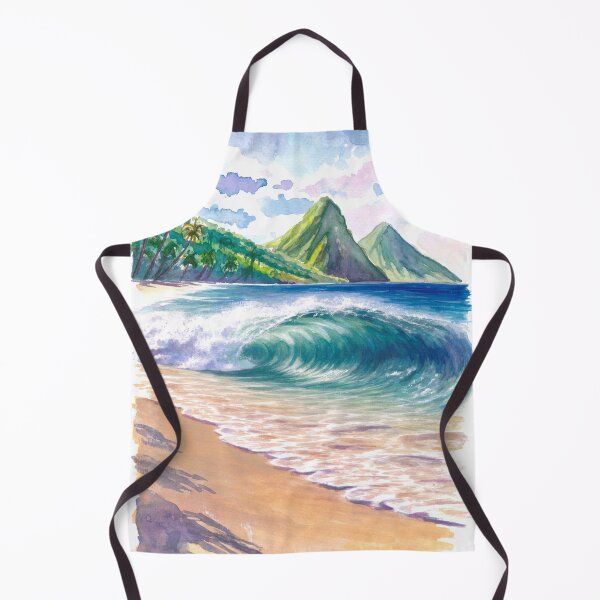 Item preview, St Lucia Beach Wave Painting – Pitons Sunset Art Print, Caribbean Ocean Wall Art, Travel Gift designed and sold by artshop77.