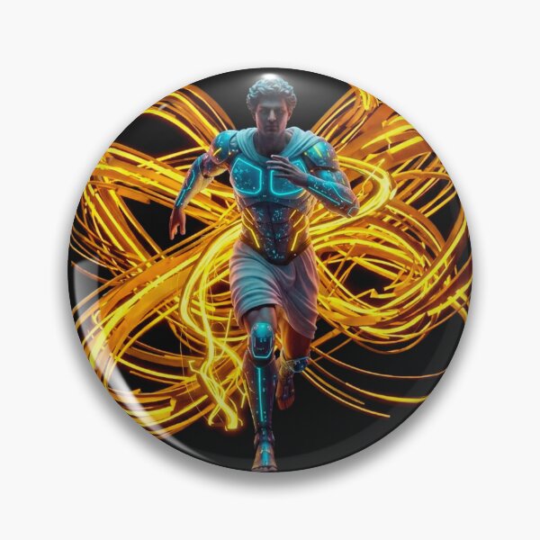 Item preview,  Neon Mercury Speed - Cyberpunk Hermes Art | Retro-Futuristic designed and sold by codex antique.