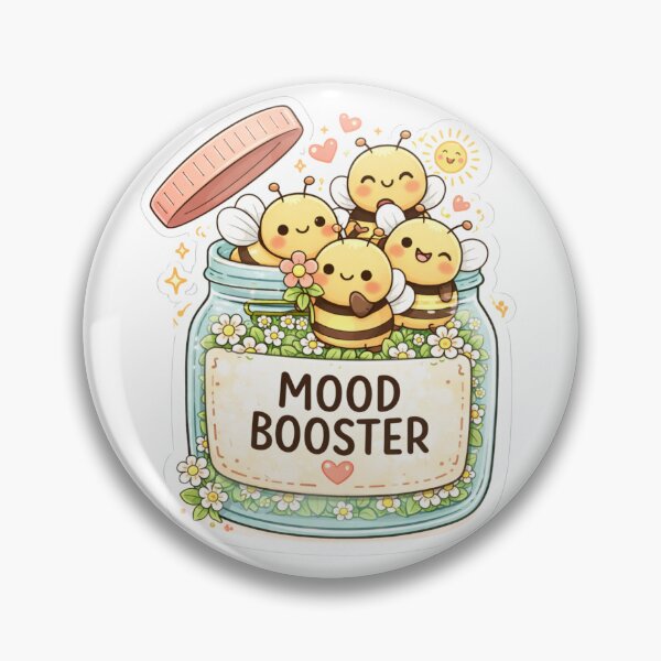 Item preview, Mood Booster Kawaii Bee Jar Aesthetic - Cute Happy Bees in Flower Jar designed and sold by GozdeSoftChaos.