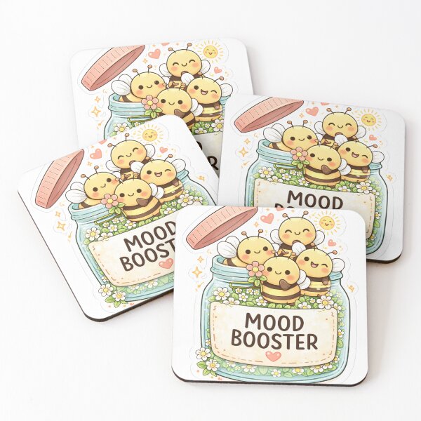 Item preview, Mood Booster Kawaii Bee Jar Aesthetic - Cute Happy Bees in Flower Jar designed and sold by GozdeSoftChaos.