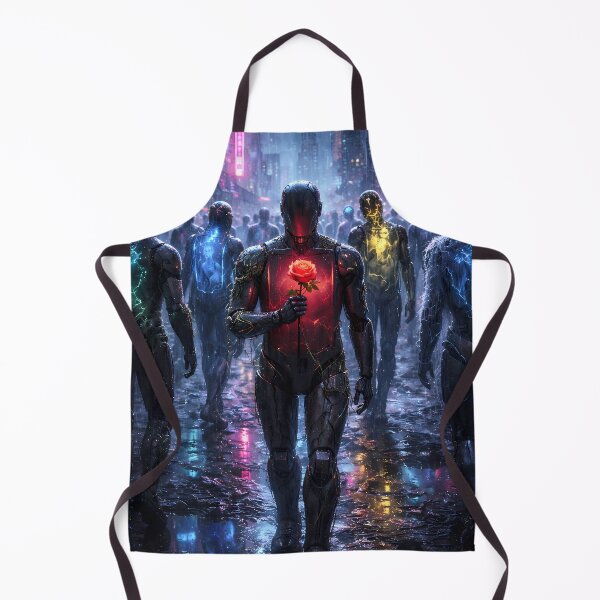 Item preview, Cyberpunk Emotion – Robot Holding Red Rose Art designed and sold by KnitOfShadoF.