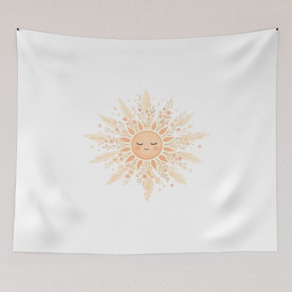 Item preview, Boho Sun Face with Pampas Grass and Wildflowers — Celestial Floral Art designed and sold by Art-Selling.