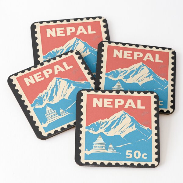 Item preview, Vintage Nepal Postage Stamp Art - Everest & Himalayan Temple designed and sold by tiigerdad.