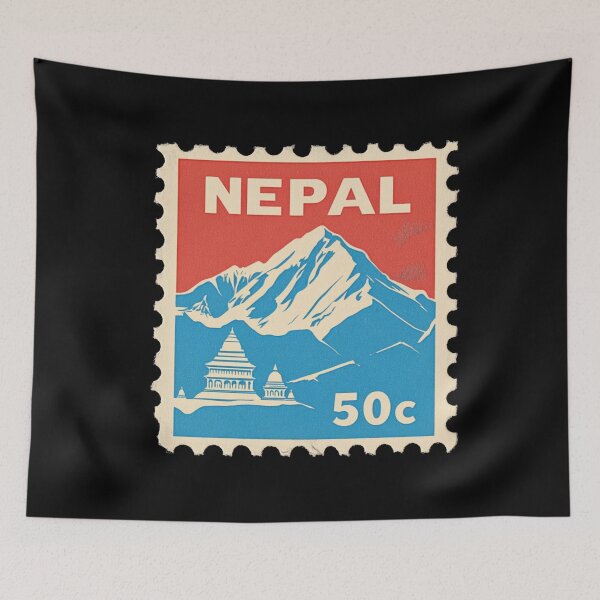 Item preview, Vintage Nepal Postage Stamp Art - Everest & Himalayan Temple designed and sold by tiigerdad.
