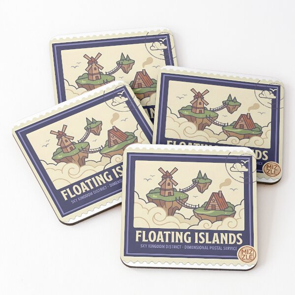 Item preview, Floating Islands Stamp - Sky Kingdom District Anime Sticker designed and sold by StudioMizzle.