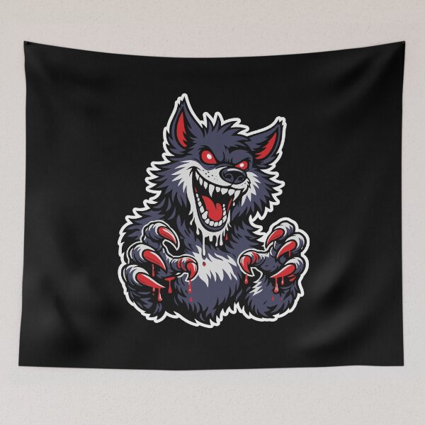 Item preview, Crazy Cartoon Werewolf with red claws Illustration designed and sold by Stef Ringoot, cartoons and illustrations.