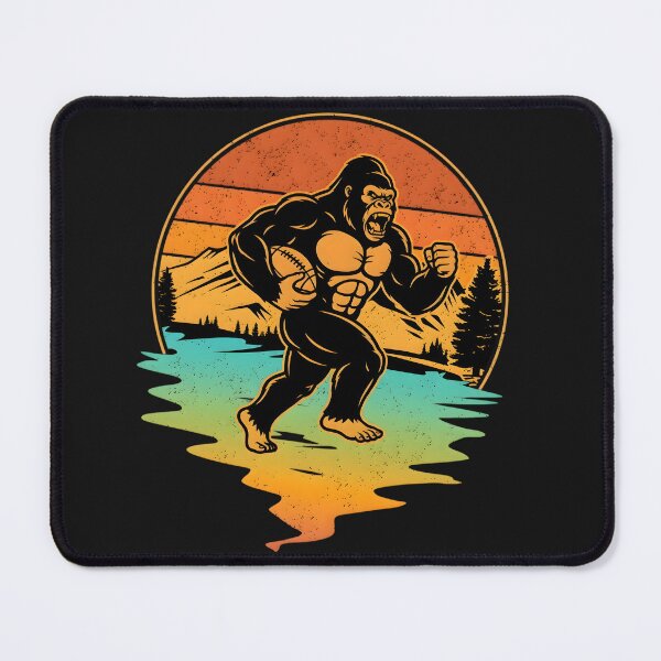 Item preview, Gorilla Football Player - Retro Vintage Sunset Bigfoot Sports Design designed and sold by SoftInk Studio.