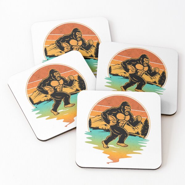 Item preview, Gorilla Football Player - Retro Vintage Sunset Bigfoot Sports Design designed and sold by SoftInk Studio.