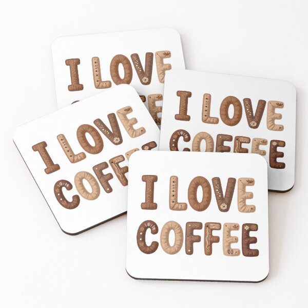 Item preview, I LOVE COFFEE - IN FAUX LETTERING designed and sold by AlexOBrienArt.
